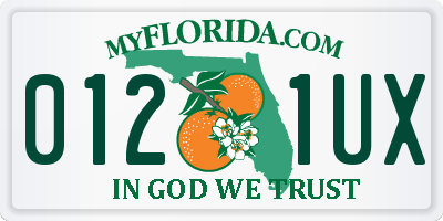 FL license plate 0121UX