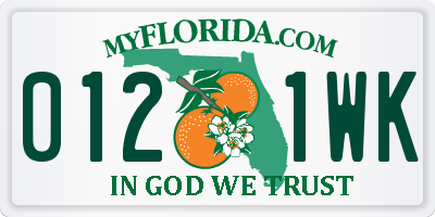 FL license plate 0121WK