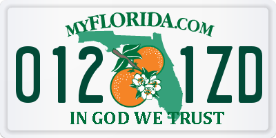FL license plate 0121ZD
