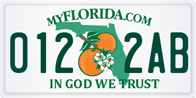 FL license plate 0122AB