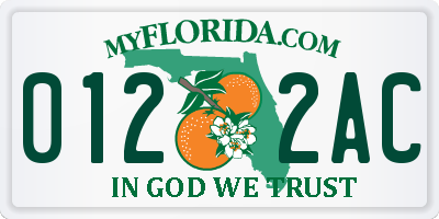 FL license plate 0122AC