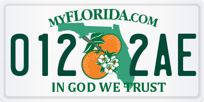 FL license plate 0122AE