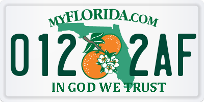 FL license plate 0122AF