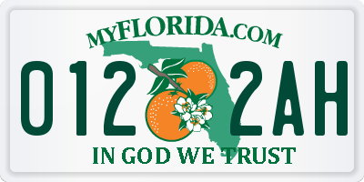 FL license plate 0122AH