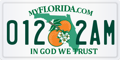 FL license plate 0122AM