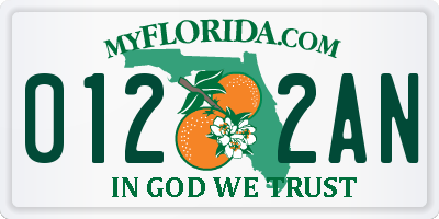 FL license plate 0122AN