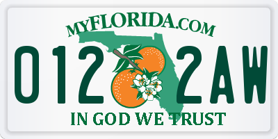 FL license plate 0122AW