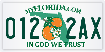 FL license plate 0122AX