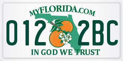FL license plate 0122BC