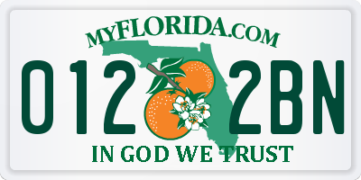 FL license plate 0122BN