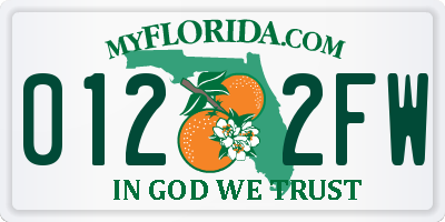 FL license plate 0122FW