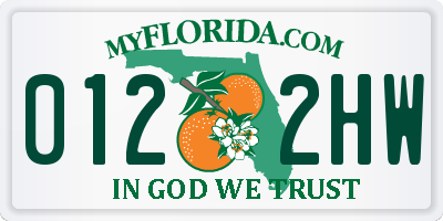 FL license plate 0122HW