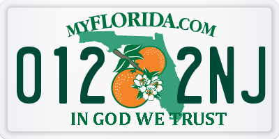 FL license plate 0122NJ