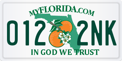 FL license plate 0122NK