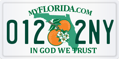 FL license plate 0122NY