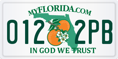 FL license plate 0122PB