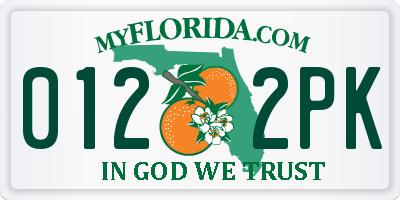 FL license plate 0122PK