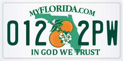 FL license plate 0122PW