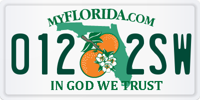 FL license plate 0122SW