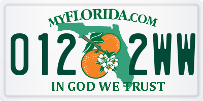 FL license plate 0122WW