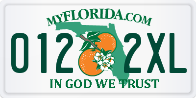 FL license plate 0122XL