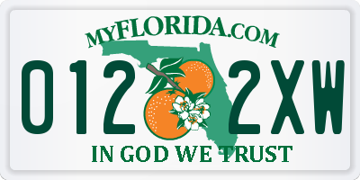 FL license plate 0122XW