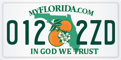 FL license plate 0122ZD