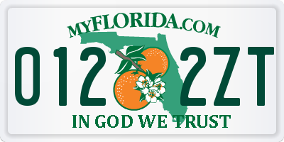 FL license plate 0122ZT