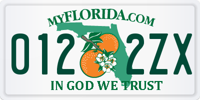 FL license plate 0122ZX