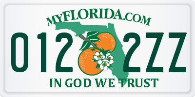 FL license plate 0122ZZ