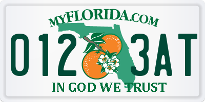 FL license plate 0123AT