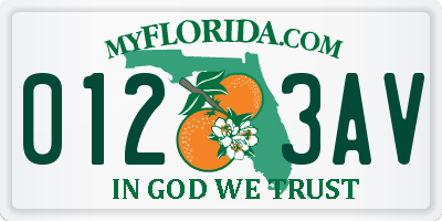 FL license plate 0123AV