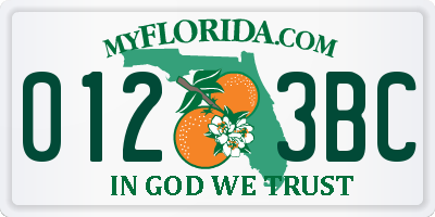 FL license plate 0123BC