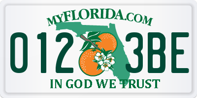 FL license plate 0123BE