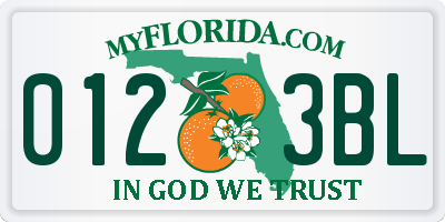 FL license plate 0123BL
