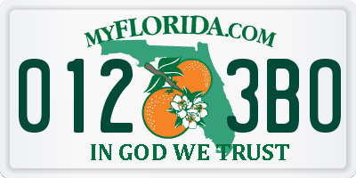 FL license plate 0123BO