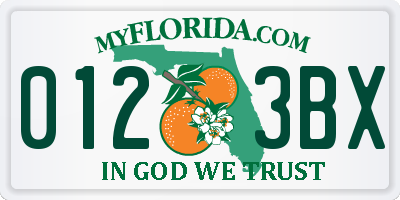 FL license plate 0123BX