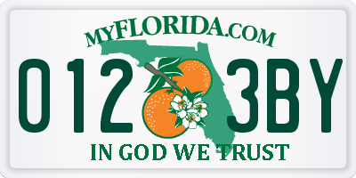 FL license plate 0123BY
