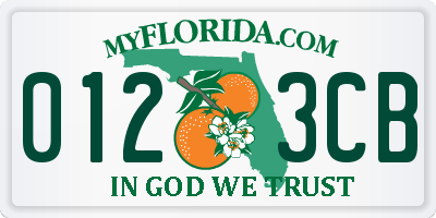 FL license plate 0123CB