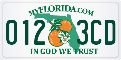 FL license plate 0123CD