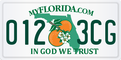 FL license plate 0123CG