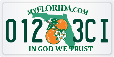 FL license plate 0123CI
