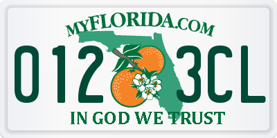 FL license plate 0123CL
