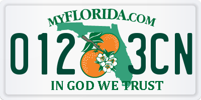 FL license plate 0123CN