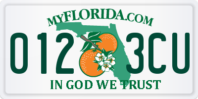 FL license plate 0123CU