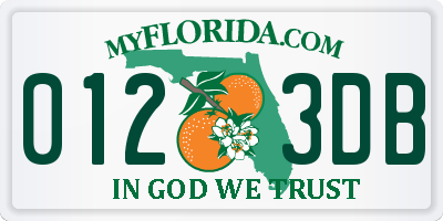 FL license plate 0123DB