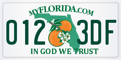 FL license plate 0123DF