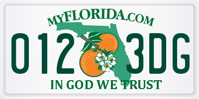 FL license plate 0123DG