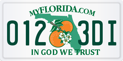 FL license plate 0123DI