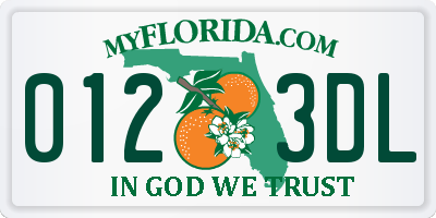 FL license plate 0123DL